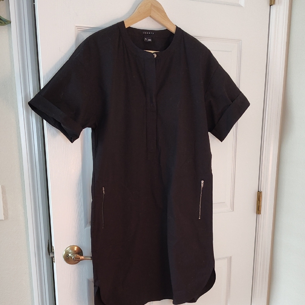Theory Black Zip-Front Dress Size Medium